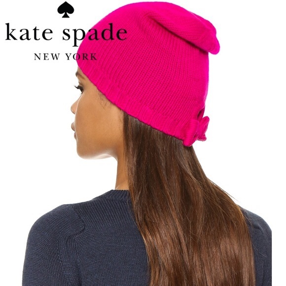 Nwot Kate spade gathered bow beanie pink - Picture 2 of 5